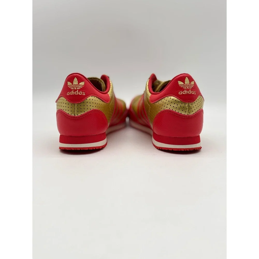 Adidas Metallic Gold Red Perforated Leather Low Top Sneakers Mens 11 SHW 675001